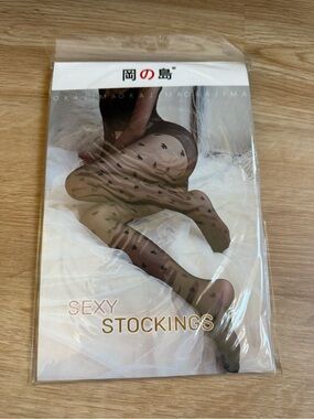 Okajima Sexy Sheer Black Patterned Stockings